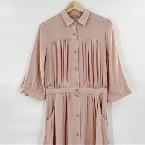 Sessun Jeanette light pink shirt dress button down size L - Picture 6 of 11
